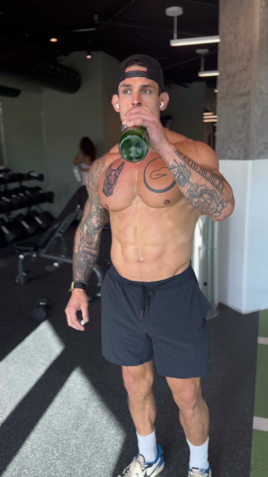 Chris demonstrating a full gym training routine